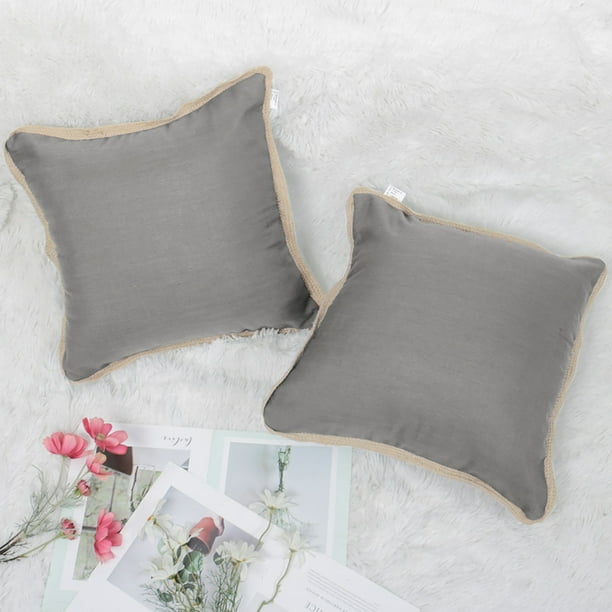 Living Room 12 x 20 inches Azume Set of 2 Decorative Throw Pillow Covers Burlap Linen Trimmed Edges Modern Farmhouse Cushion Cover for Couch Grey Chair Sofa 